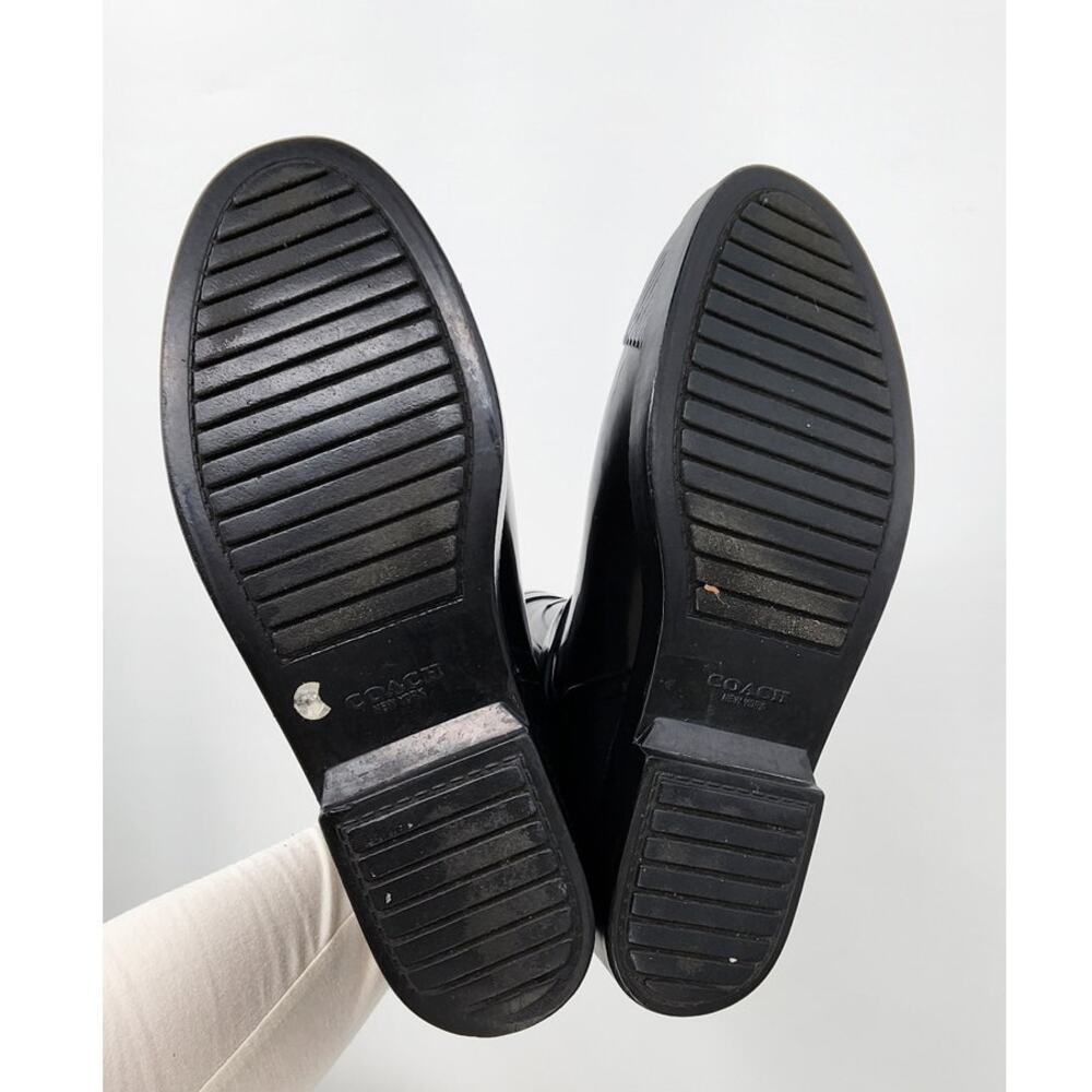 Coach Lester Shiny Rubber Round Toe Synthetic Black Rain Boot Size 9 - Picture 5 of 9